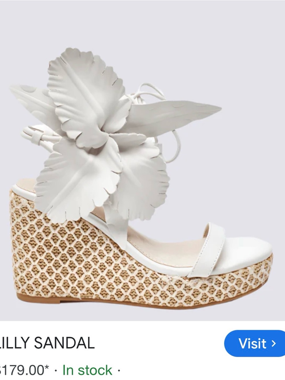 CECELIA NEW YORK White Floral Raffia-Style Wedge Sandal
